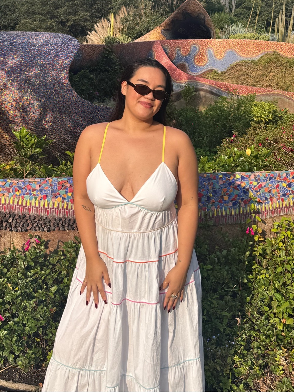 STAUD Cleo White Tiered Maxi Dress